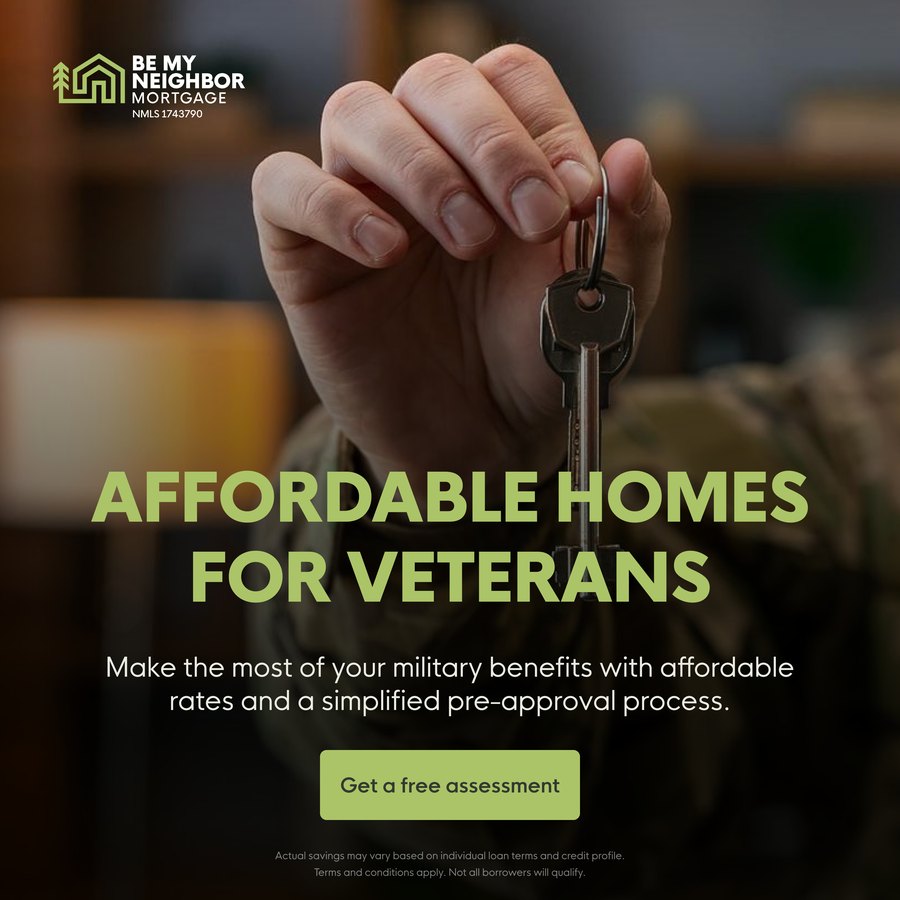Be My Neighbor ad: Affordable homes for veterans.